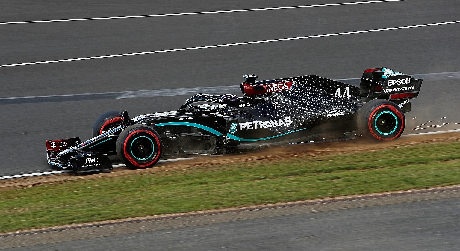 Reigning world champion Lewis Hamilton steering his Mercedes to smash the Silverstone lap record in yesterday's qualifying. Victory in today's race, which appears his to lose, will put him just four grand prix wins away from tying Michael Schumacher'
