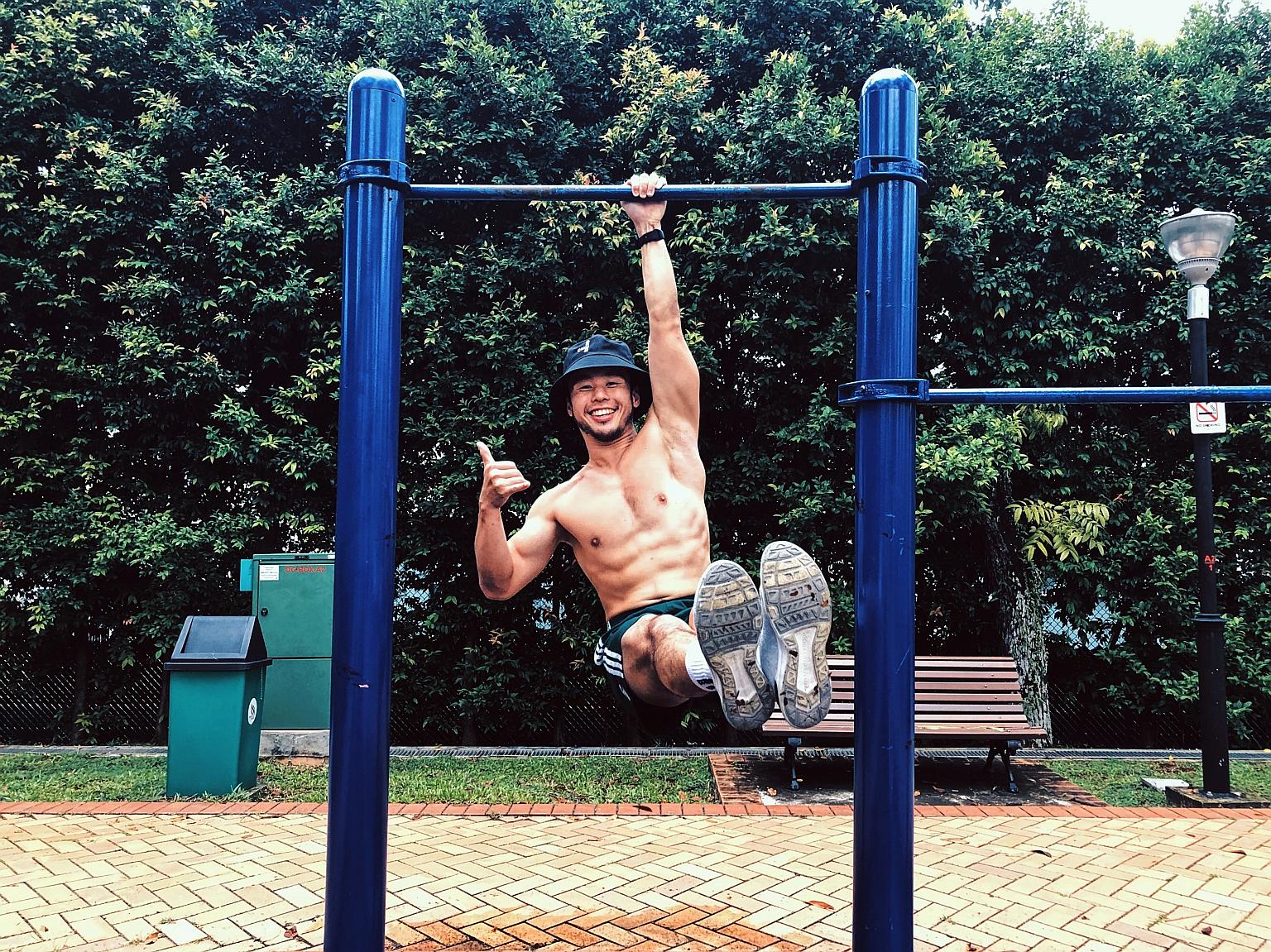 Mr Jesse Quek works out six times a week for 40 minutes to an hour each time.