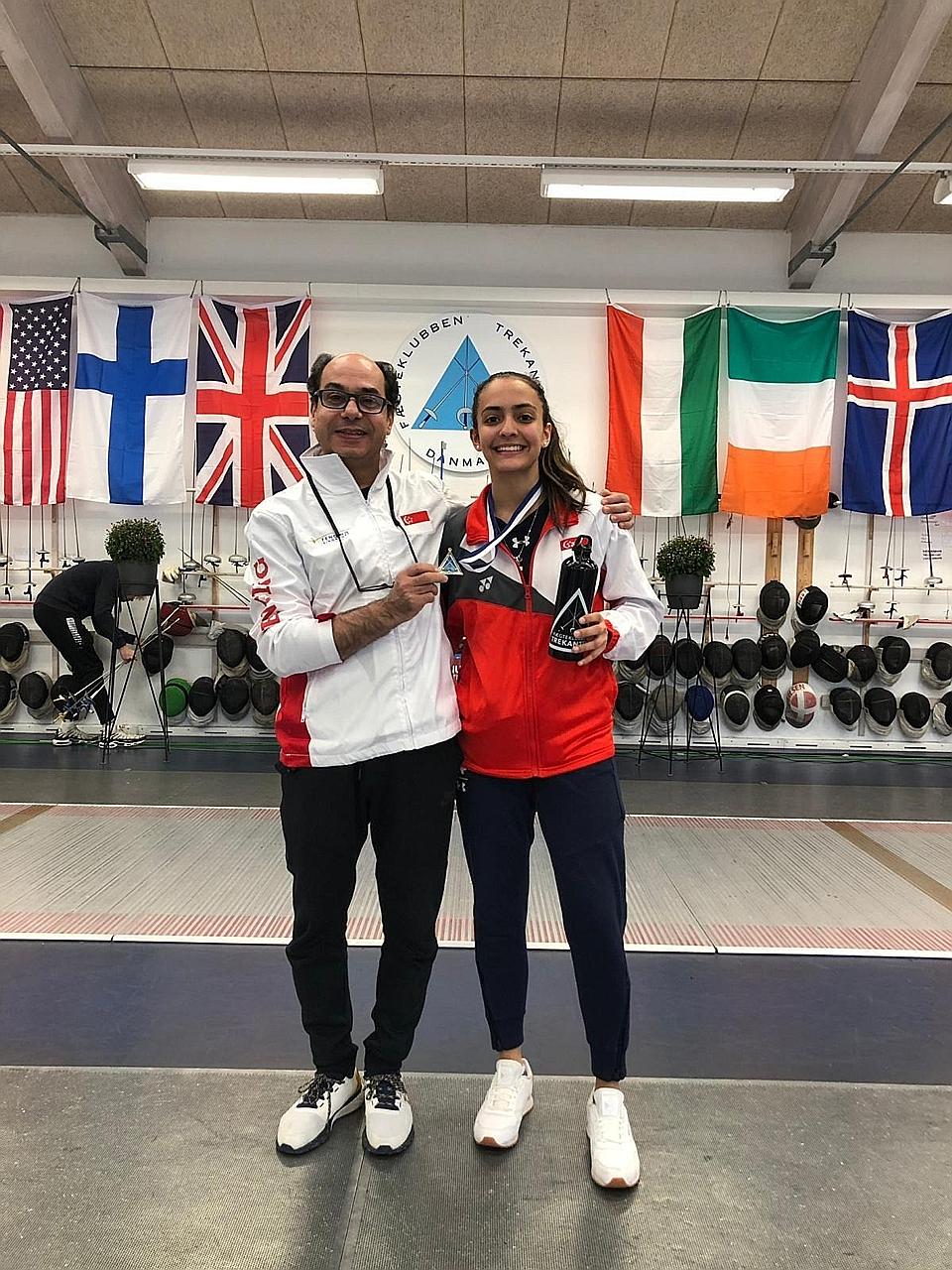 Fencer Amita Berthier was training in Kentucky with coach Amgad Khazbak before her plans were derailed by Covid-19