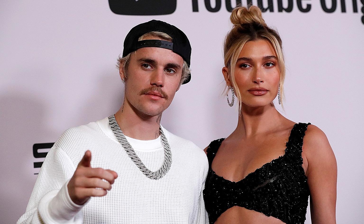 Model Hailey Baldwin with her husband, singer Justin Bieber, at the premiere of the documentary television series Justin Bieber: Seasons in Los Angeles in January.