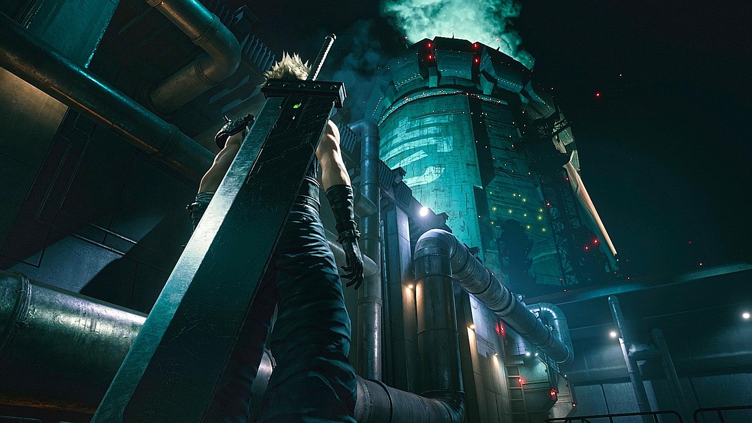 A still from Final Fantasy VII Remake. The game was first released in 1997, so its graphics were limited by the technology at the time, but it has since been updated for a modern gaming experience.