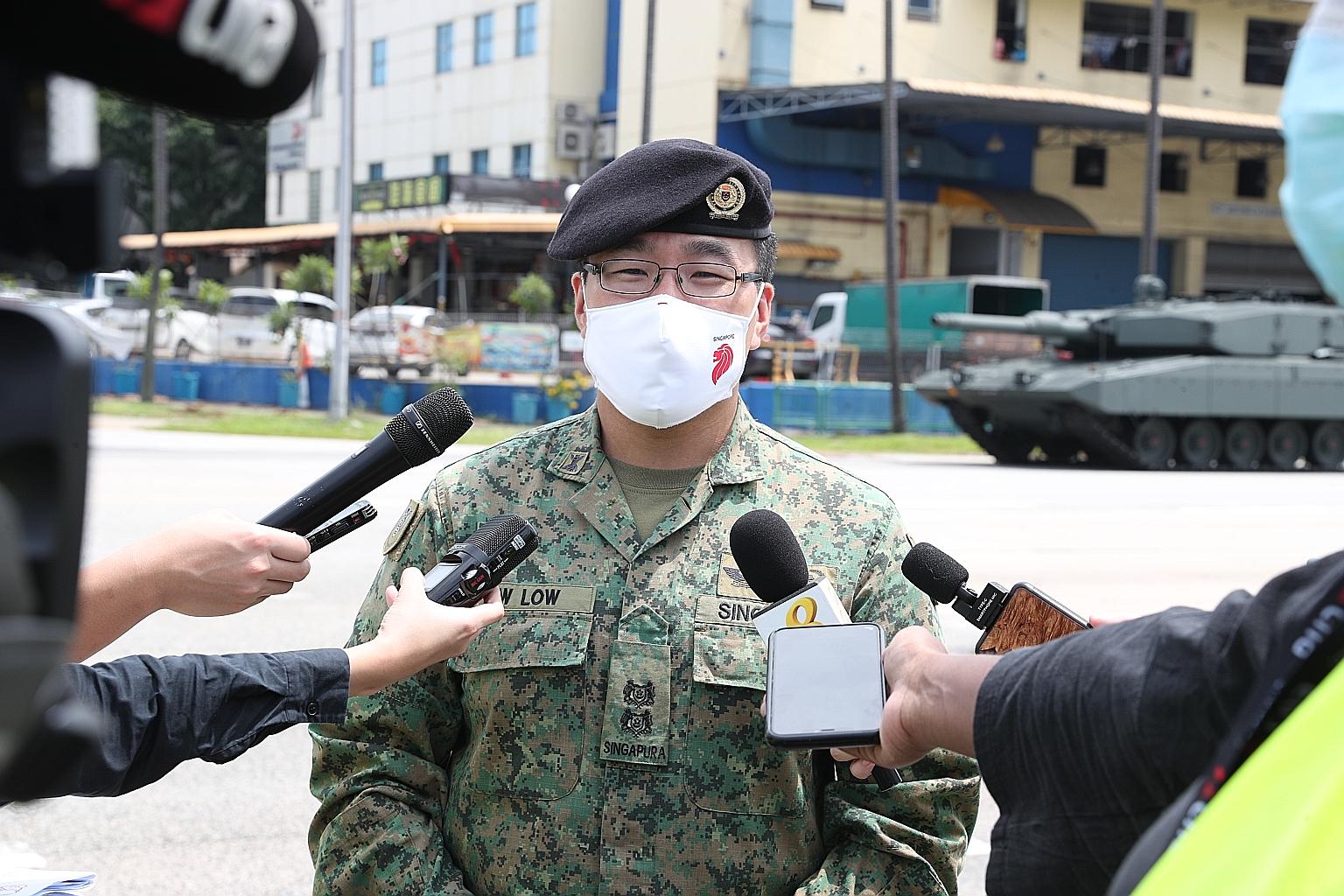 Lieutenant-Colonel Low Youwen, chair of this year's National Day Parade mobile column committee, says no effort has been spared to ensure safety. Briefings were carried out in smaller groups amid safe distancing measures.