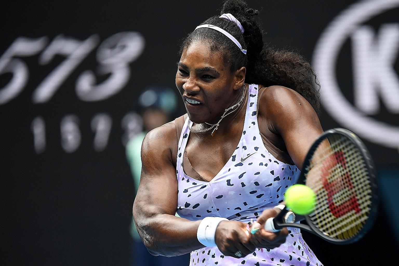 Serena Williams in her loss to Wang Qiang at the Australian Open in January. She is pressing ahead with plans to play in the US Open despite a wave of player withdrawals over coronavirus fears. She is also due to feature in the French Open, which sta