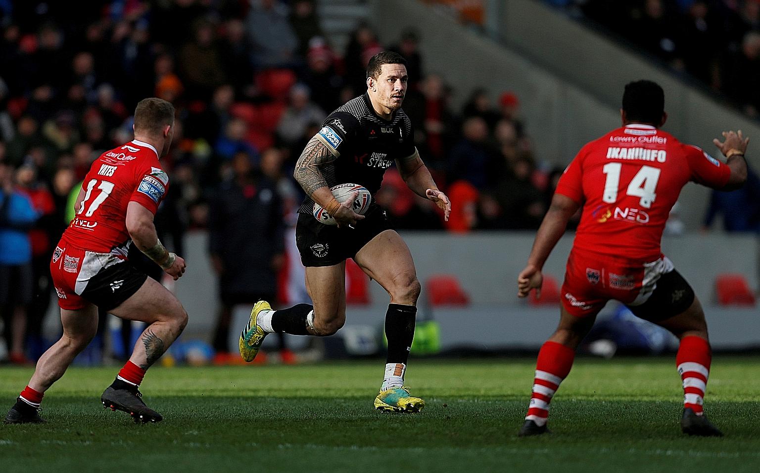 Sonny Bill Williams on the ball for the Toronto Wolfpack in February. He left after the Covid-19 crisis forced them to quit England's Super League and he joined his old side Roosters for what is almost certainly his final season. PHOTO: REUTERS