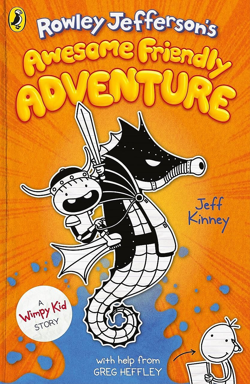 Jeff Kinney (left) describes his latest children's book, Rowley Jefferson's Awesome Friendly Adventure (above), as "a story that feels like an epic fantasy, but it's written from a place of pure imagination".