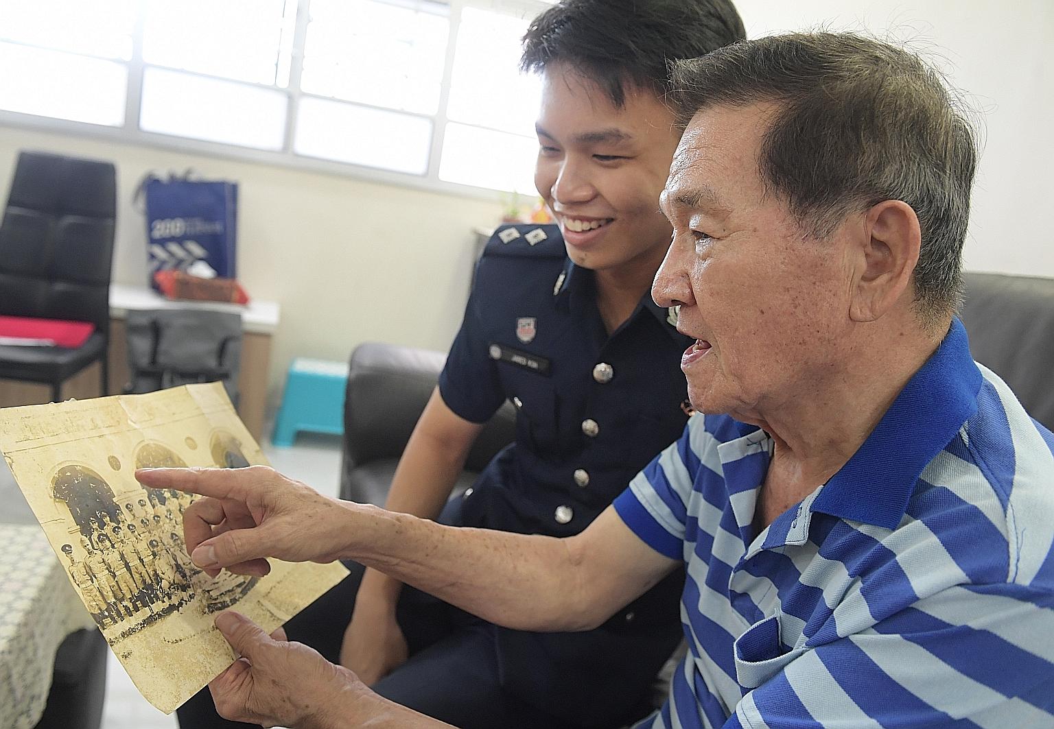Scholarship recipient Jared Koh was inspired to join the police force by his grandfather, Mr Tan Hang Meng, who was a former policeman. Mr Koh grew up listening to his grandfather's police yarns. ST PHOTO: ALPHONSUS CHERN