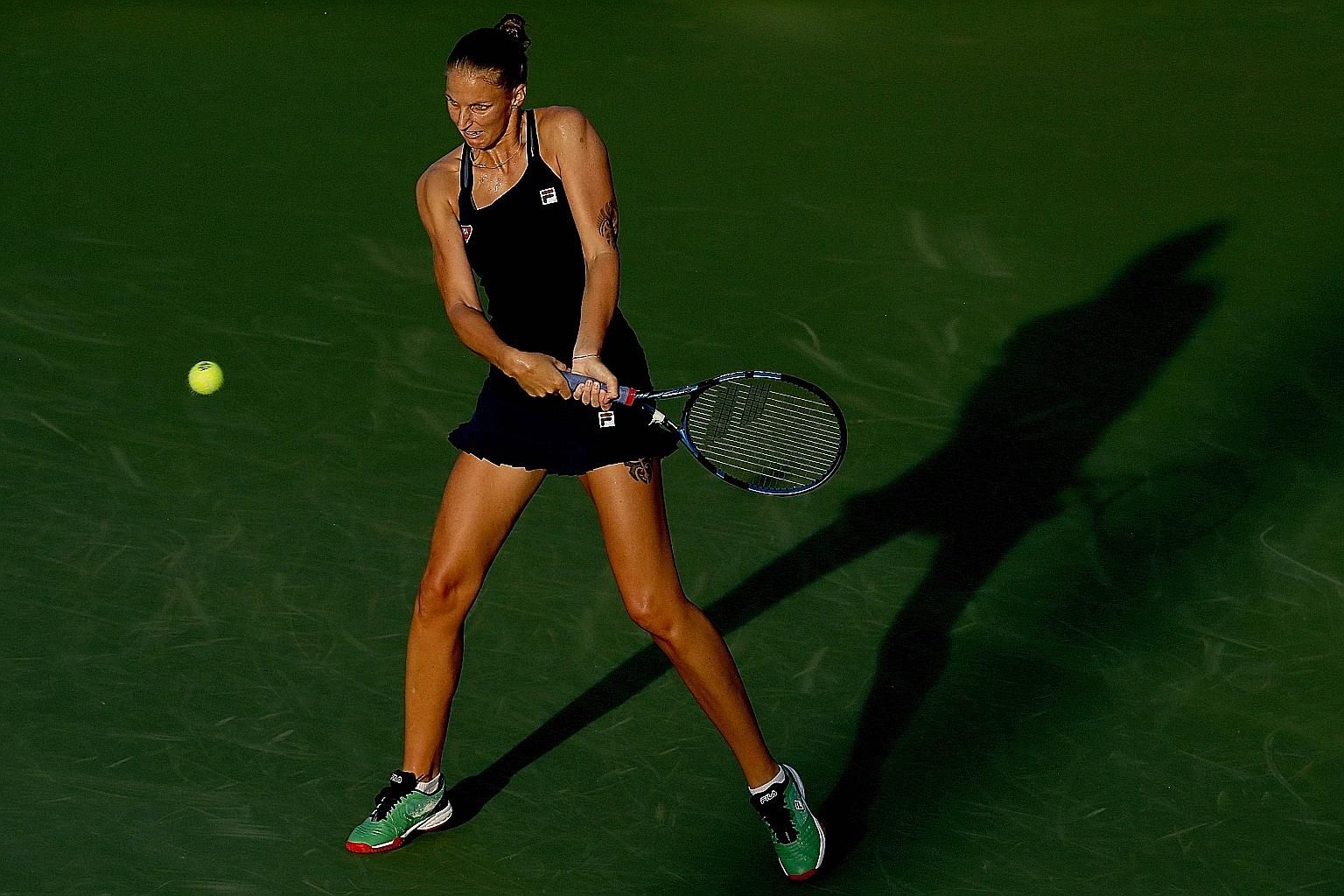 World No. 3 Karolina Pliskova committed nine double faults in her loss to Veronika Kudermetova on Sunday. PHOTO: AGENCE FRANCE-PRESSE