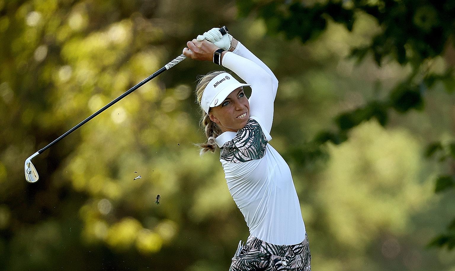 Sophia Popov competing at the Marathon Classic earlier this month, when she finished joint-ninth. She played just one tune-up event before the year's first women's golf Major and had one practice round before beginning her British Open title bid behi