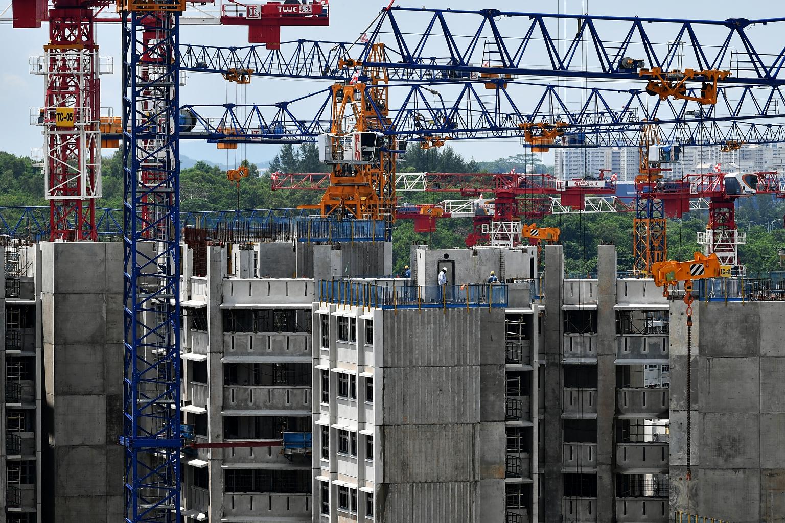 A Build-To-Order project in Sengkang currently under construction. The Government will do more to help young families own their homes, said President Halimah Yacob yesterday. ST PHOTO: LIM YAOHUI