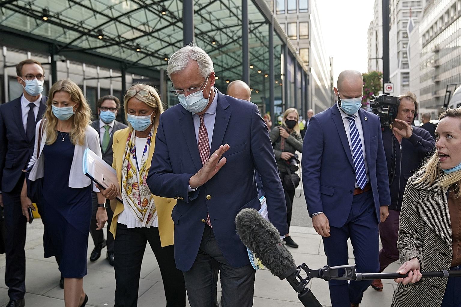 The European Union's chief Brexit negotiator Michel Barnier leaving the Westminster Conference Centre for the next round of Brexit talks in London on Thursday.