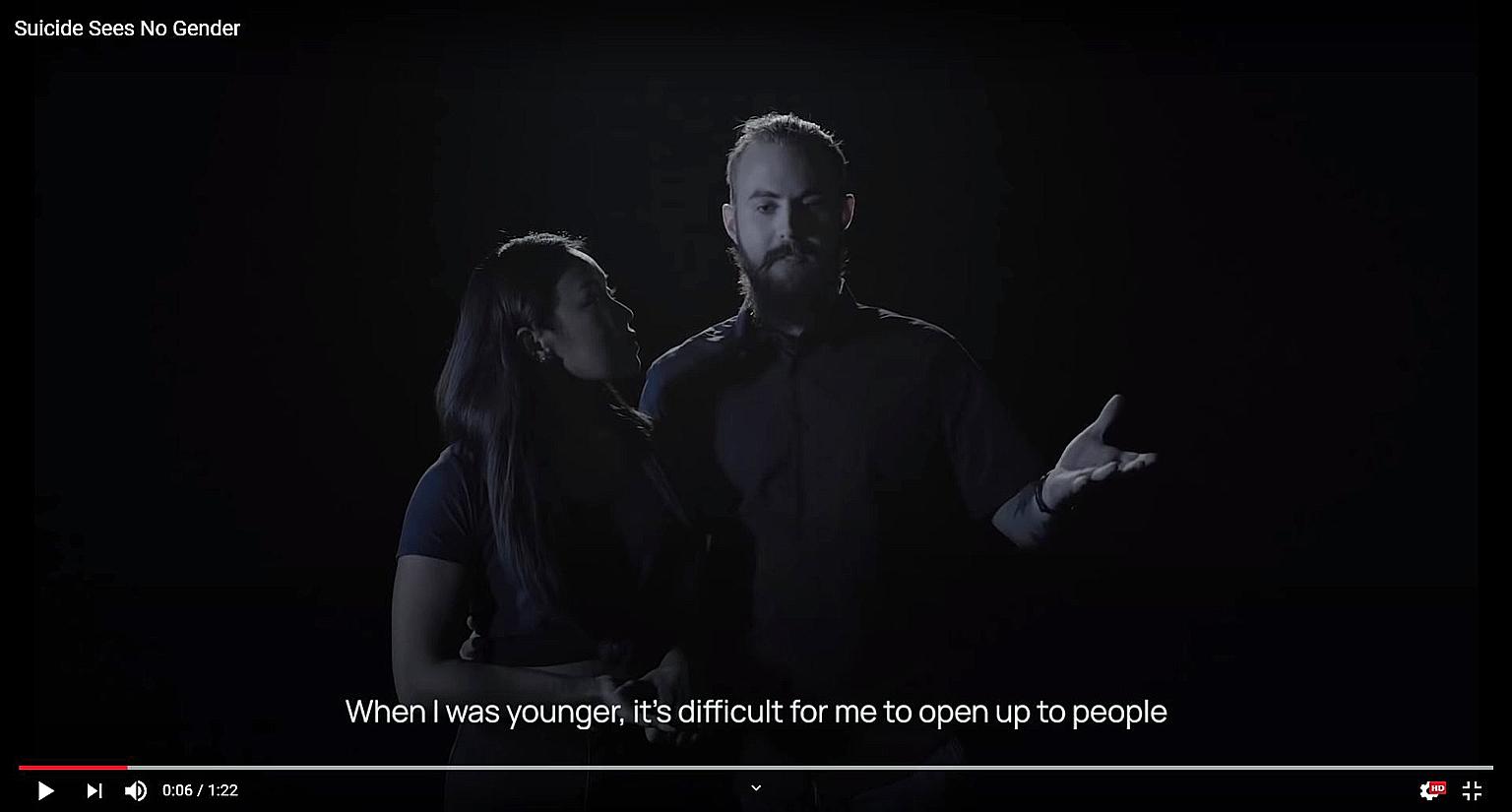 A screengrab of Mr Matthew Wong-Stewart, 26, talking about his struggles with mental health issues in a video for Samaritans of Singapore's #SuicideSeesNoGender campaign. With him is his wife, Singaporean business owner Cherie Wong-Stewart, 30. The c