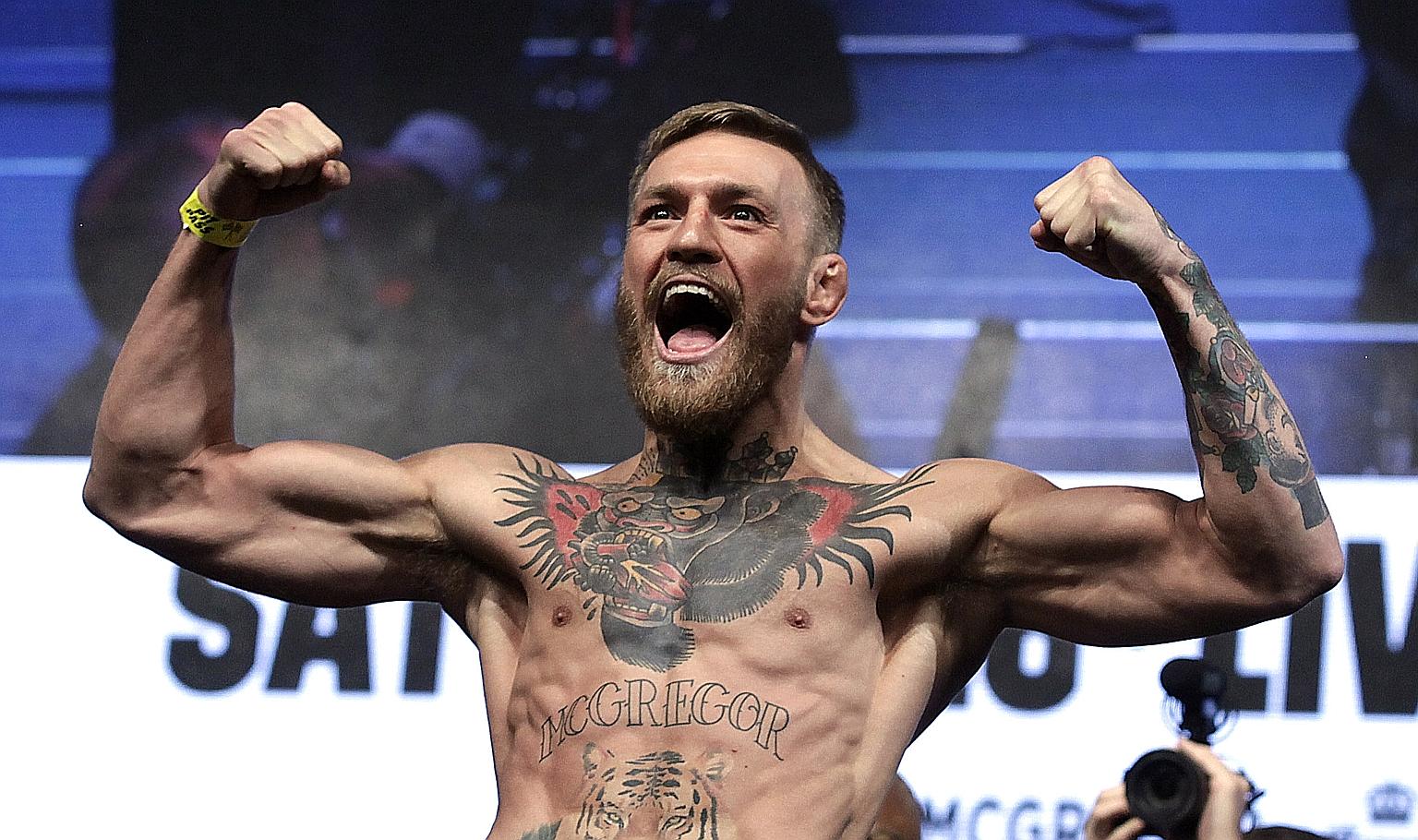 Conor McGregor, pictured in 2017, was arrested in Corsica on allegations of attempted sexual assault and sexual exhibition.