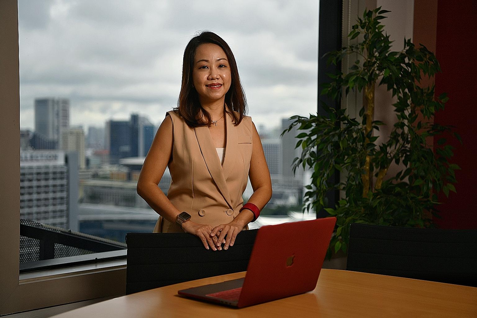 Ms Ivy Wong, a senior director at a cyber security start-up, encourages job seekers to join the growing technology sector. ST PHOTO: CHONG JUN LIANG