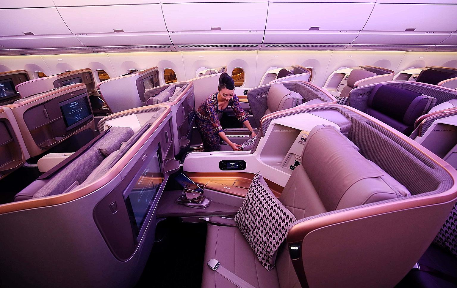 Singapore Airlines' business class seats. Airlines somehow need to keep filling premium seats, or get rid of them. According to one expert, a single business class seat needs to generate at least four times the profit of an economy seat to justify al