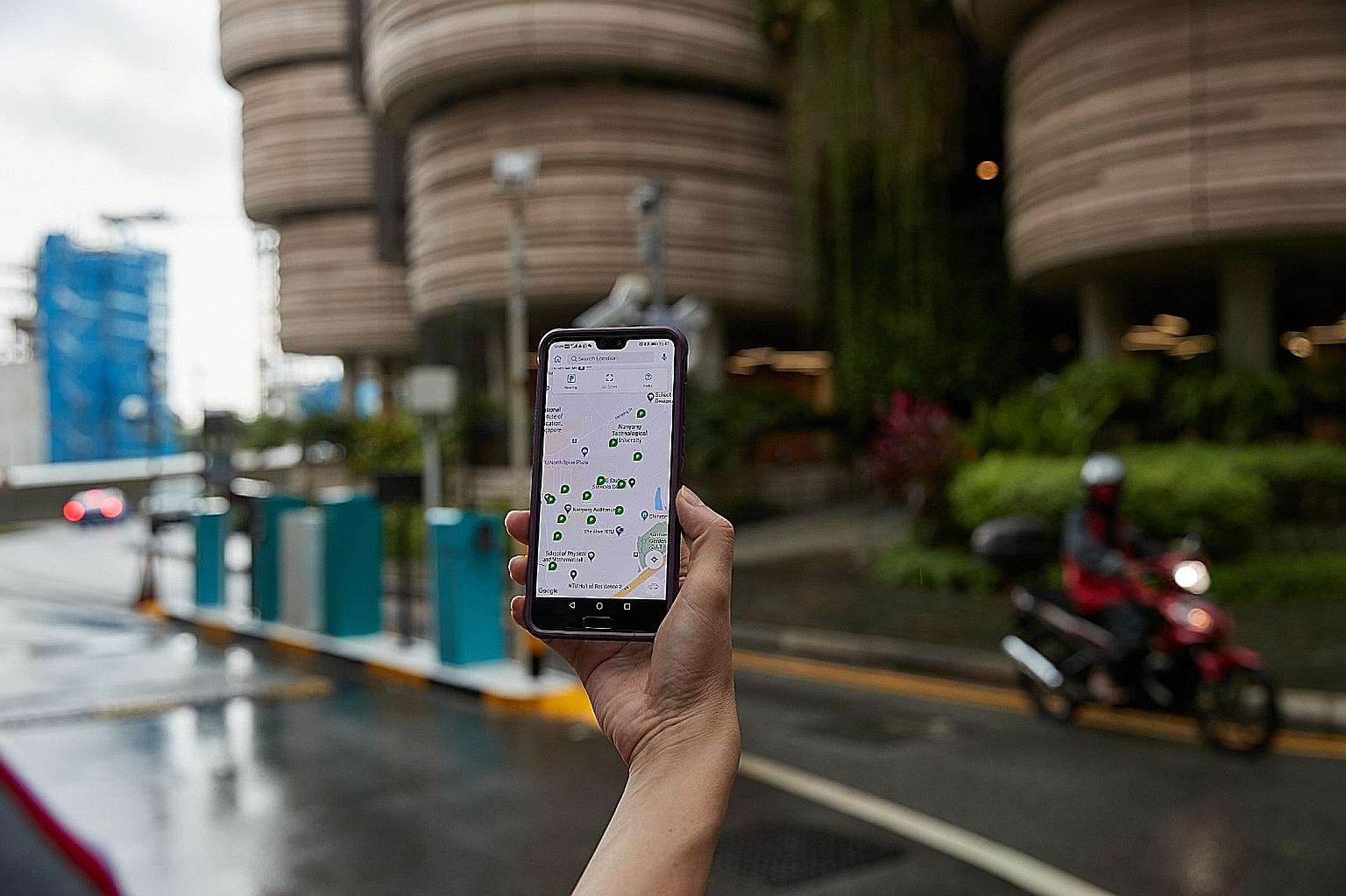 Nanyang Technological University's new smart carpark system, now operational at three locations in the university, works with an app called GoParkin, which gives users real-time data on the closest available parking spots and their rates. All 59 of N