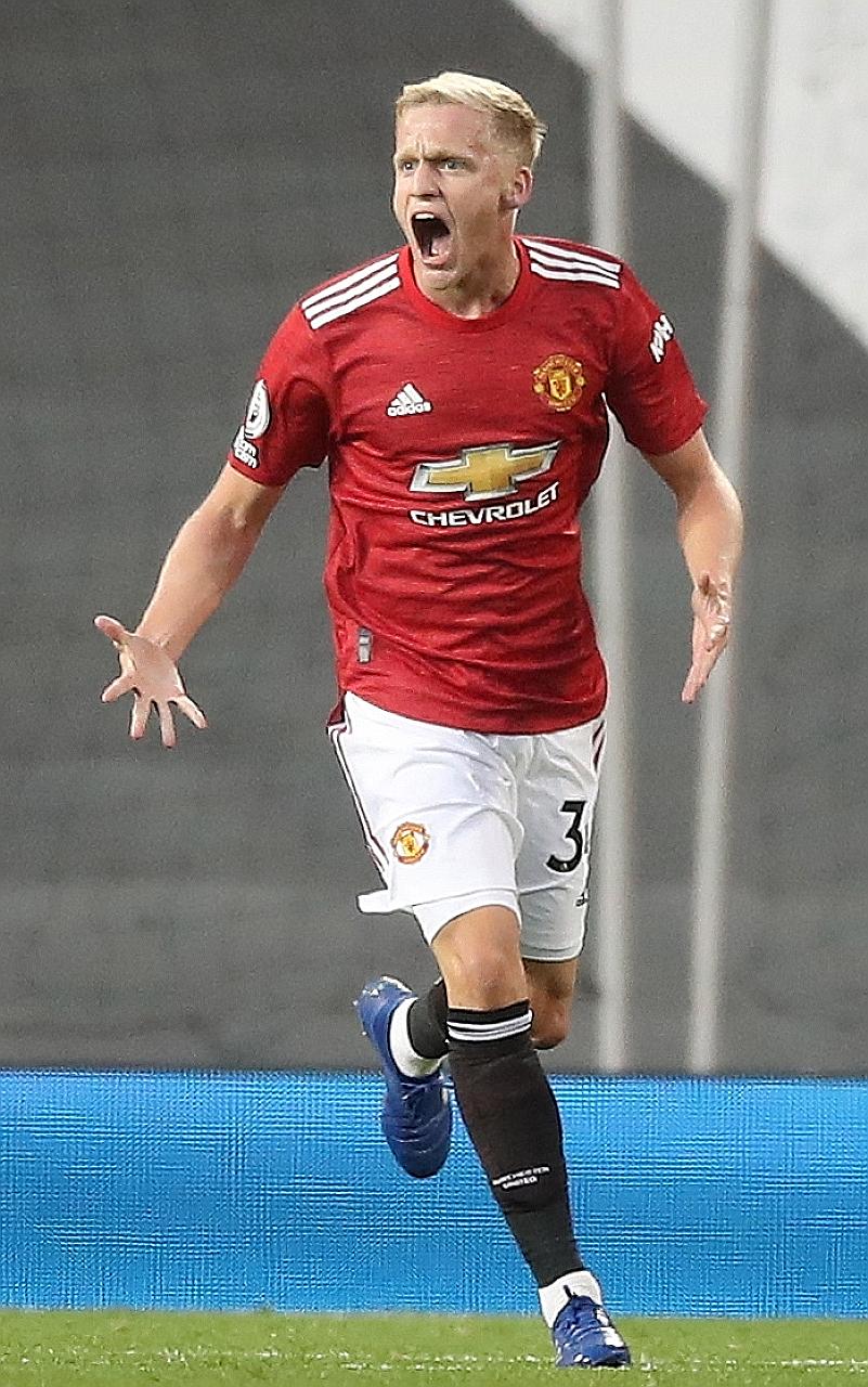 Donny van de Beek, who scored on his debut in the 3-1 loss to Crystal Palace, is Manchester United's only close-season signing so far. PHOTO: EPA-EFE