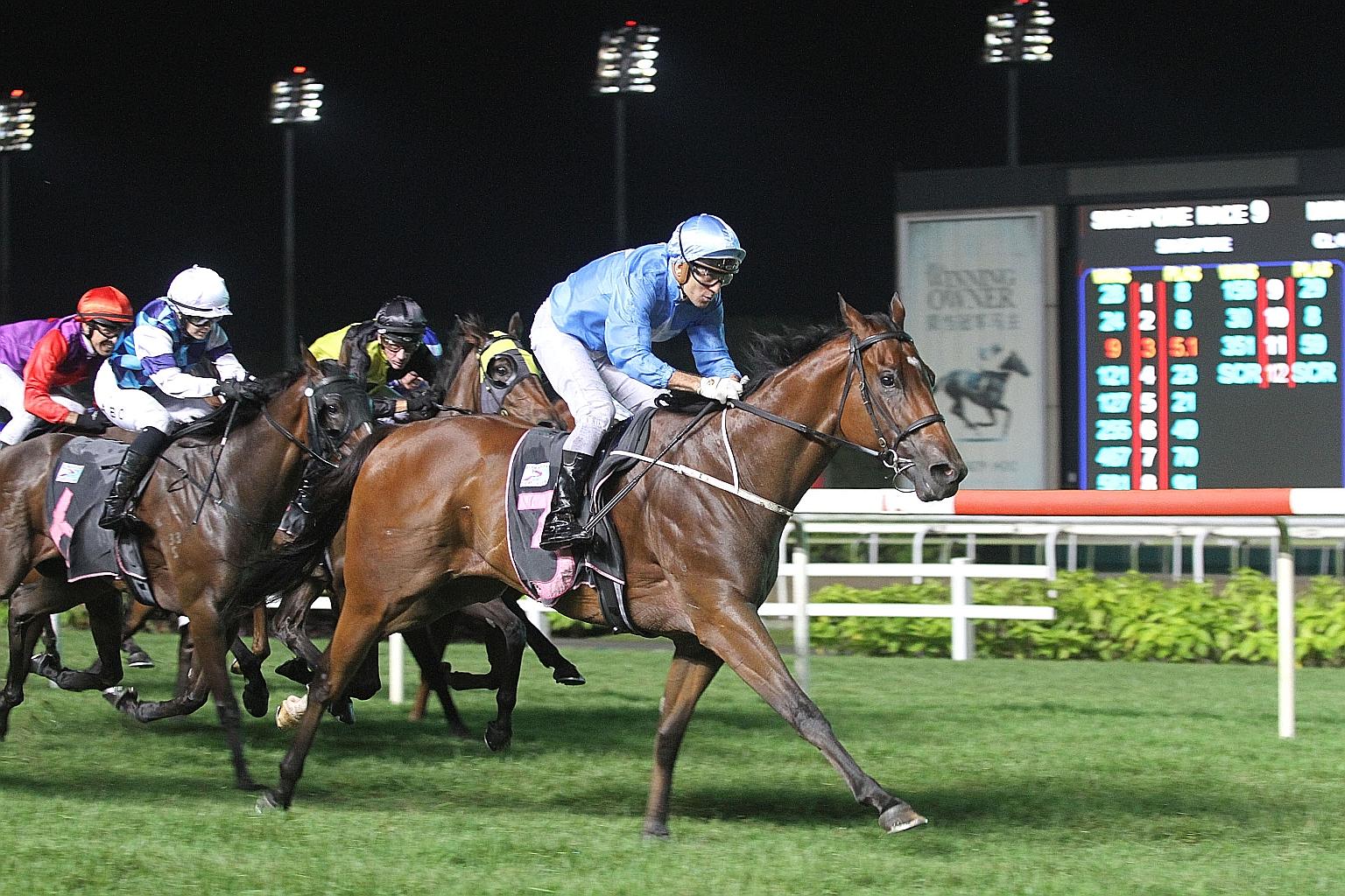 Four-time winner Big Hearted (left) will give the favourite Inferno a run for the money in today's $400,000 Group 1 Singapore Guineas over 1,600m.