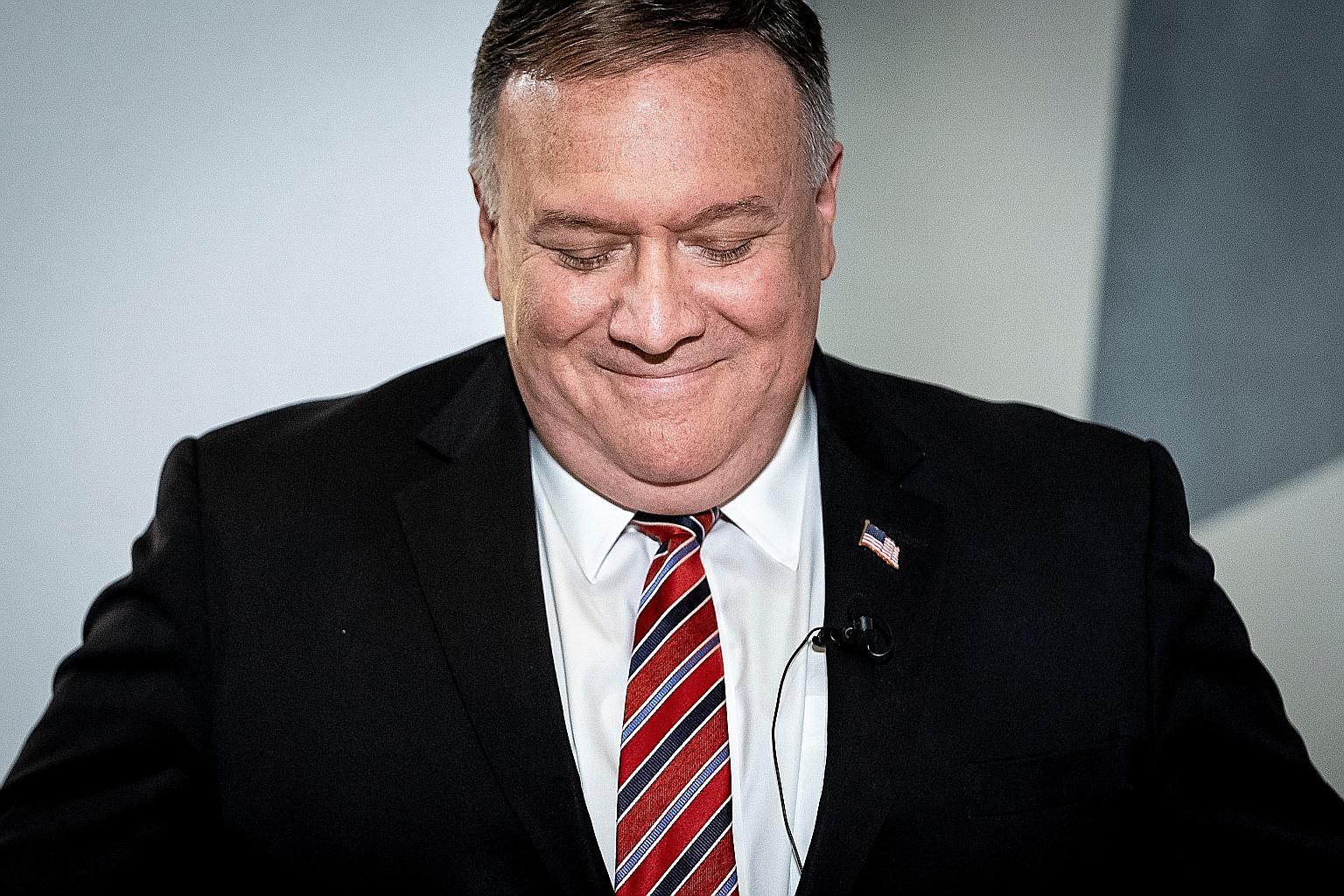 US Secretary of State Mike Pompeo at a press conference in Denmark in July. He was for a time considered a candidate for the Kansas Senate seat but did not run, and has in private conversations implied that he is waiting for something bigger in 2024.