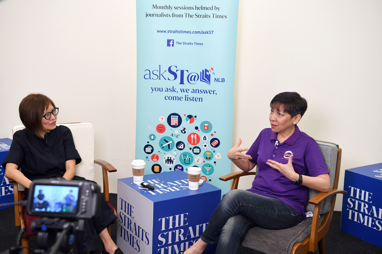 The Straits Times' senior health correspondent Joyce Teo (far left) with mindfulness expert and trainer Angie Chew at the askST@NLB talk.