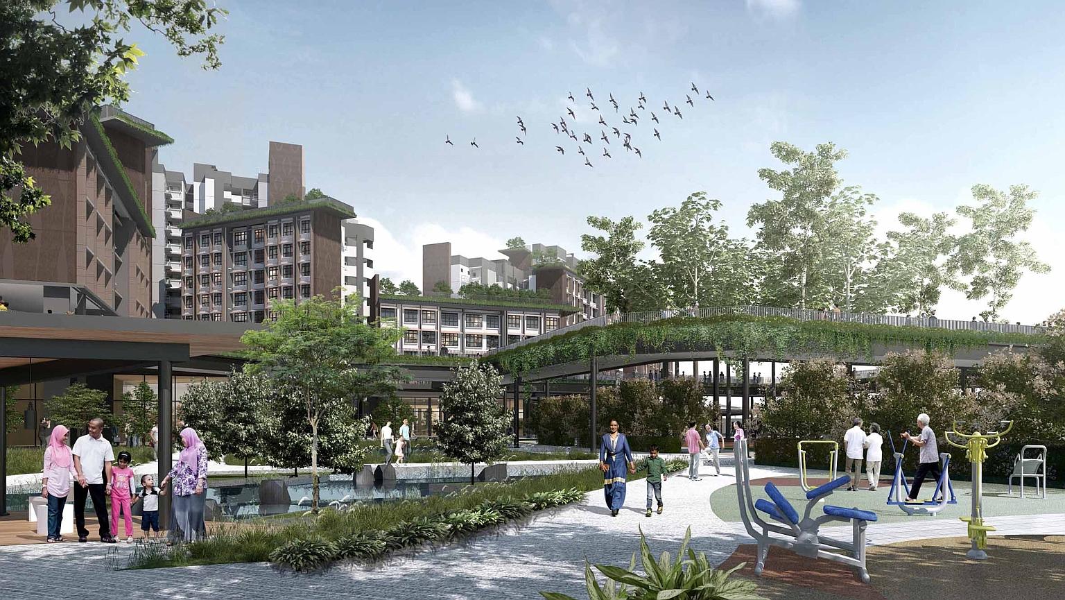 Tengah town will be Singapore's first smart and sustainable town. It will have Singapore's first traffic-free town centre, with roads running underground to free up space for pedestrians and cyclists. PHOTO: HOUSING BOARD