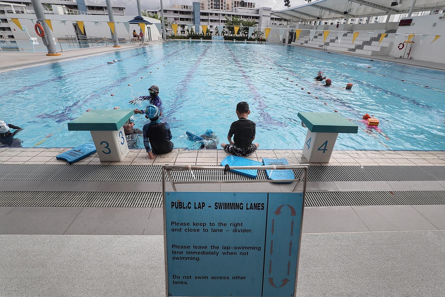 ActiveSG members can book pool slots up to three days in advance to ensure that everyone has a fair shot at using the facilities. ST PHOTO: KELVIN CHNG
