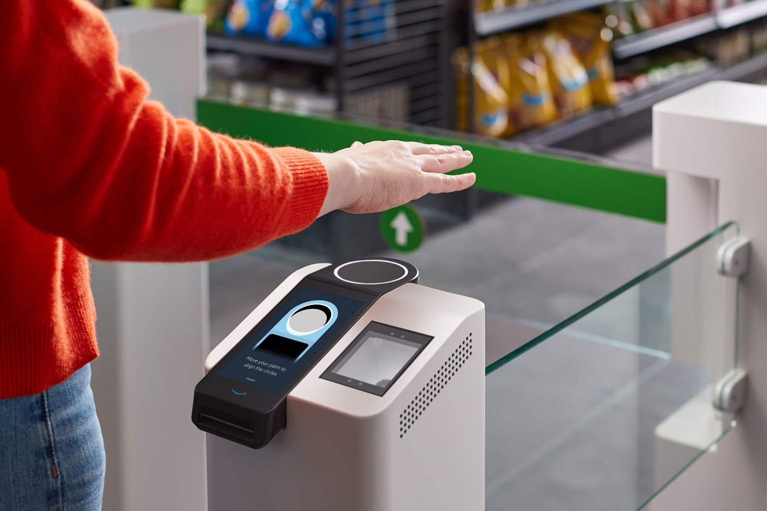 A wave of the hand activates the palm recognition payment system called "Amazon One" in Seattle, Washington. PHOTO: AGENCE FRANCE-PRESSE
