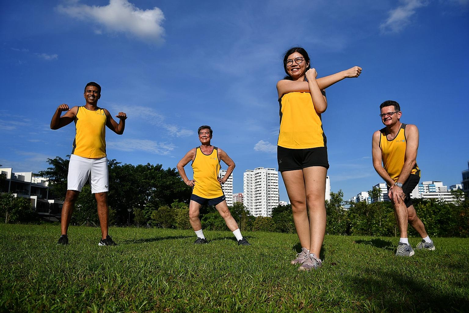 Neeven Subramaniam, Frederick Tang, Vicky Wang and Theo Kneepkens will be among KLA Singapore's 817 STVR participants. ST PHOTO: CHONG JUN LIANG
