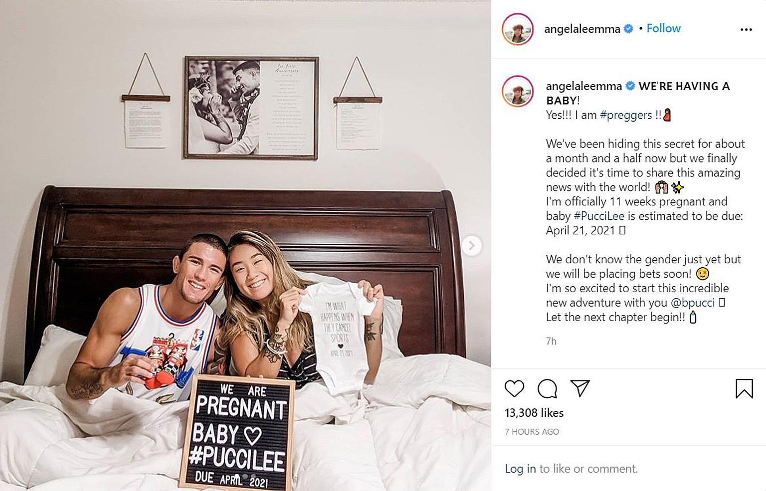 One Championship atomweight world champion Angela Lee and her husband, fellow One fighter Bruno Pucci, are expecting their first child together.