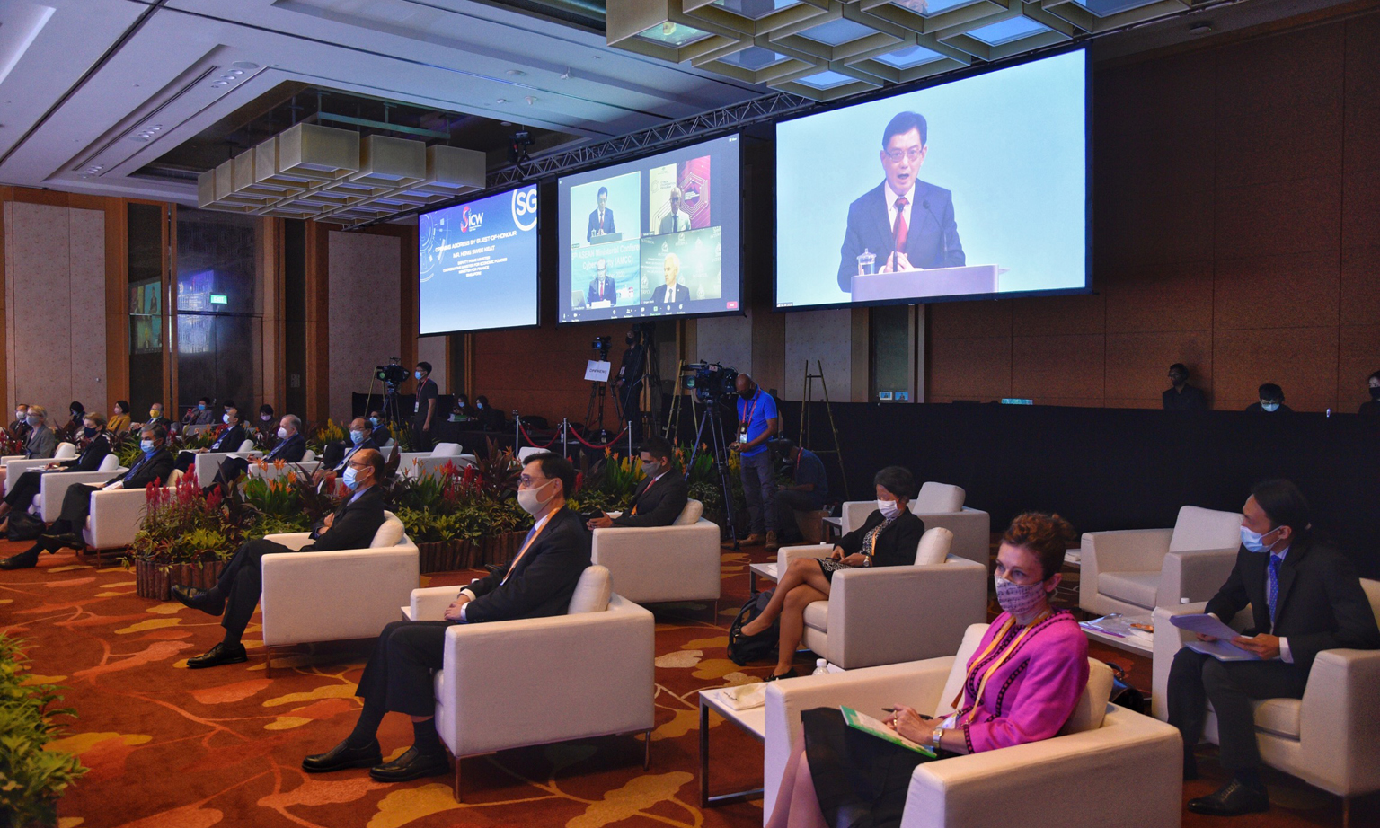 Deputy Prime Minister Heng Swee Keat unveiling the Safer Cyberspace Masterplan 2020 yesterday, at the opening of the fifth annual Singapore International Cyber Week at the Marina Bay Sands Expo and Convention Centre.