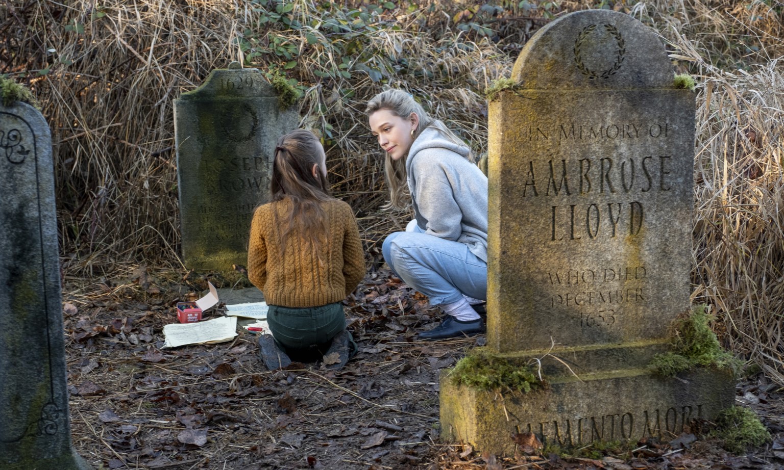 Amelie Bea Smith (far left) and Victoria Pedretti in The Haunting Of Bly Manor.