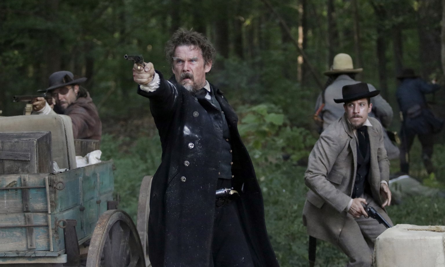 Ethan Hawke (centre) as abolitionist John Brown in The Good Lord Bird.