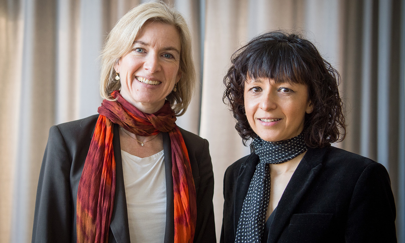 Scientists Jennifer Doudna (left) and Emmanuelle Charpentier created genetic "scissors" that can contribute to new cancer therapies. 