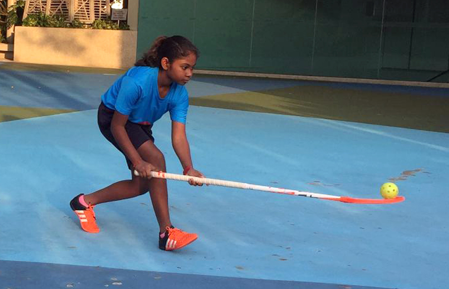 Durga Devi Viknesyaran has been practising floorball drills on her own after the National School Games were axed in May. The competition will be back next year, giving her the chance to play for Keming Primary School in her PSLE year.