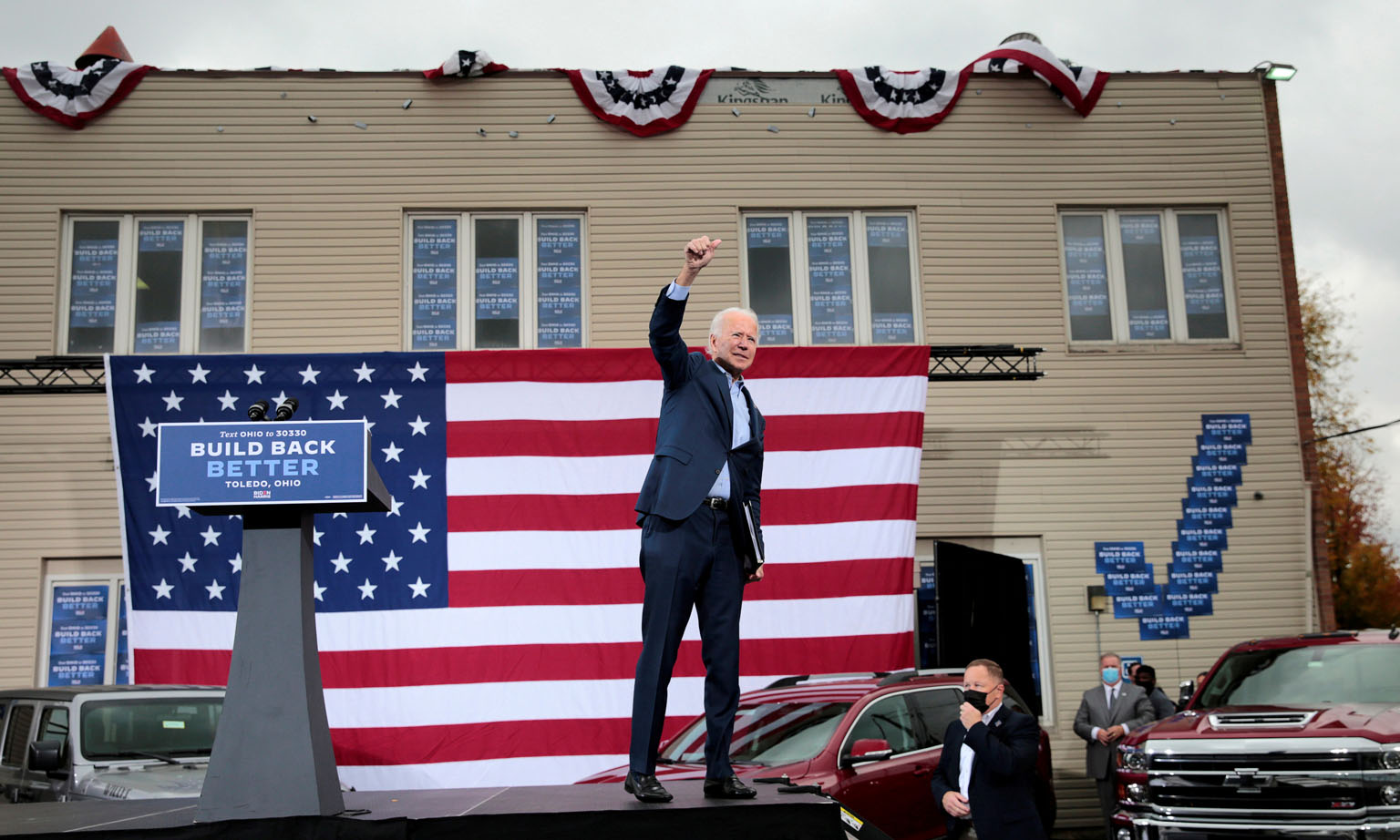 US Democratic presidential candidate Joe Biden at a campaign event in Ohio. The surge in early voting comes amid the pandemic that has led to more early and mail balloting, particularly among Democrats.
