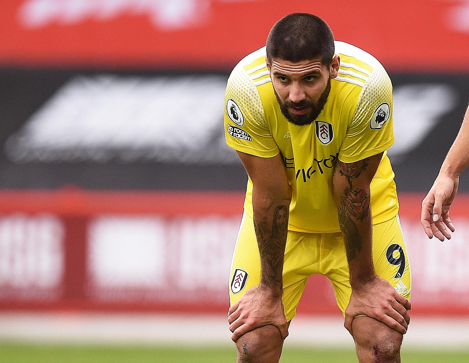 A dejected looking Aleksandar Mitrovic after a wretched display at Bramall Lane saw him miss and concede a penalty. PHOTO: REUTERS