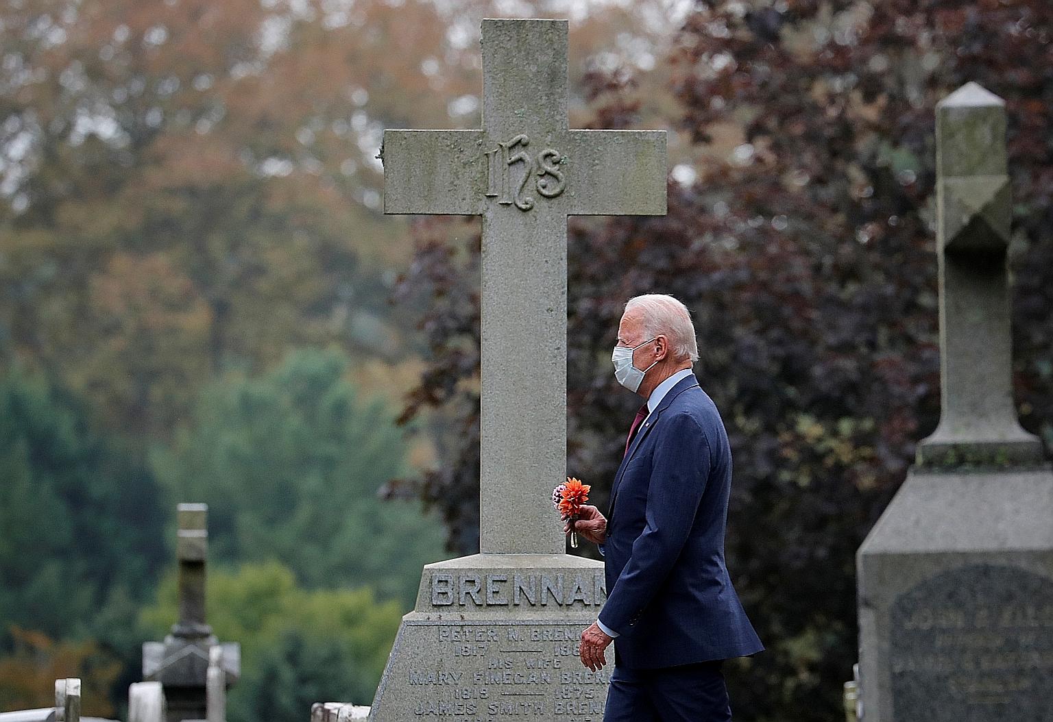 Mr Joe Biden leaving Saint Joseph on the Brandywine Roman Catholic Church in Wilmington, Delaware, after a service last month.