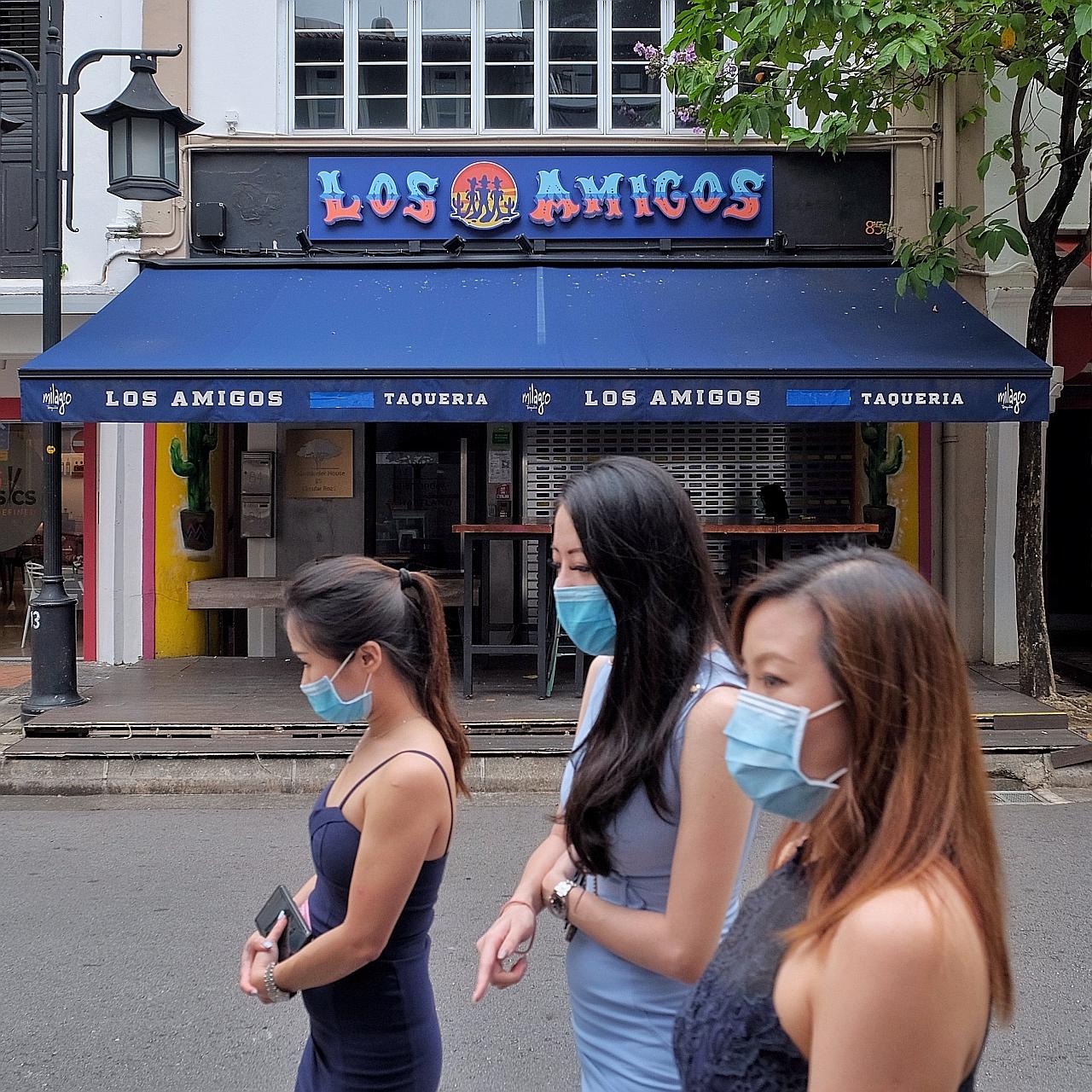 The Los Amigos restaurant in Circular Road was ordered to close from Thursday to Nov 10. The URA said that on Oct 10, its officers saw different groups of customers at the restaurant standing less than 1m apart from one another, and a gathering of ei