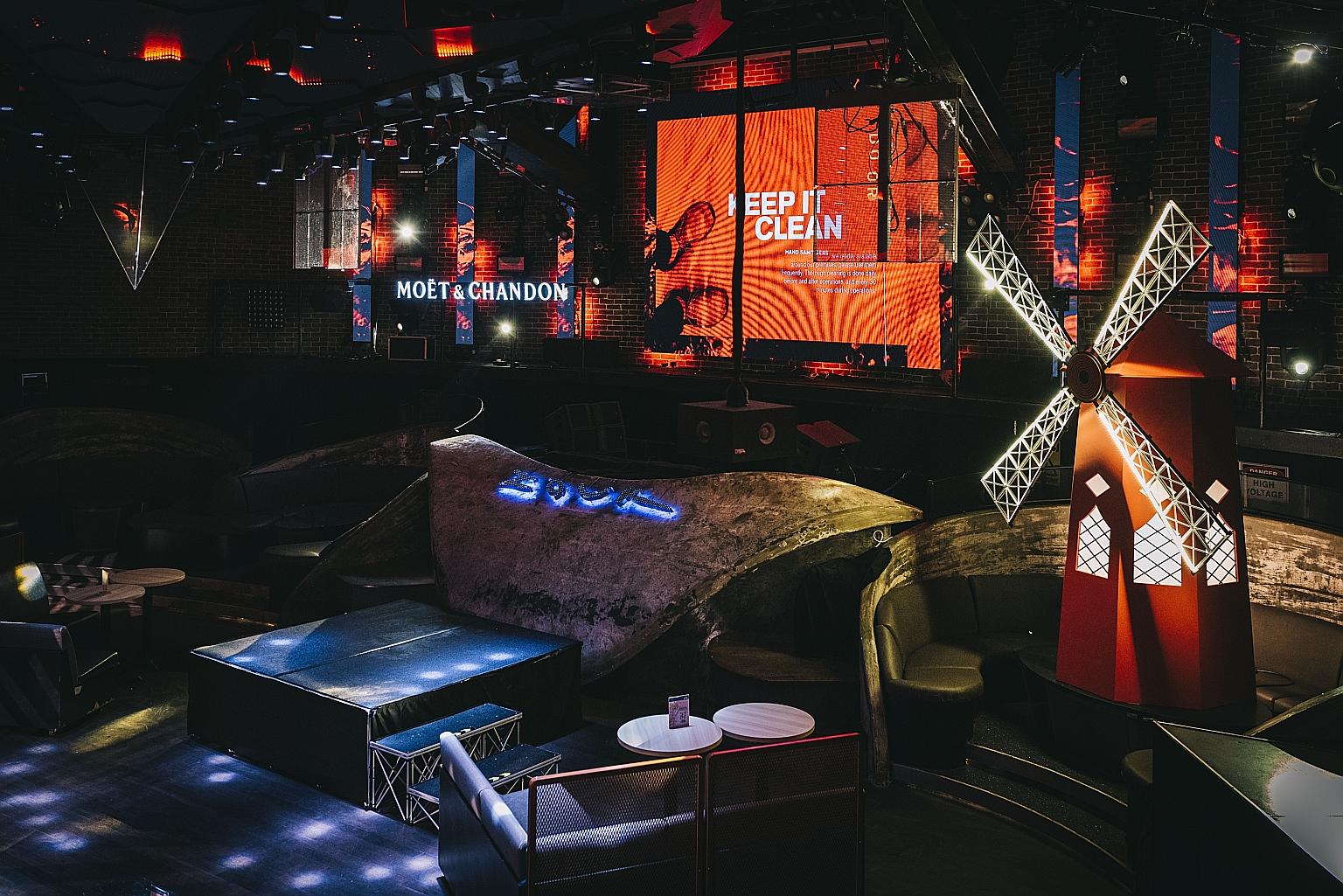 In line with the opening theme For The Love Of Music, musical movies such as Moulin Rouge (2001) will be screened next month, with Zouk's main room (above) decorated with Parisian touches such as the famous Red Mill of the Moulin Rouge cabaret.