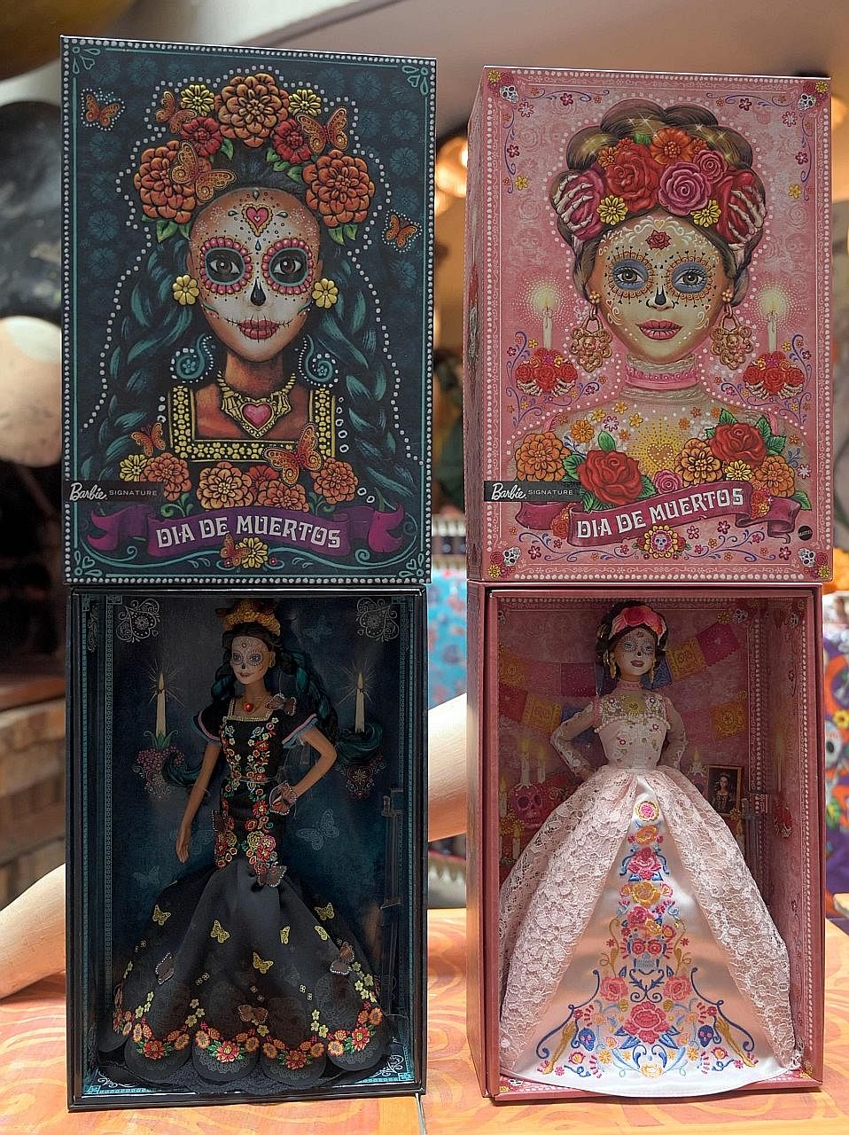 Two Catrina Barbie dolls on display at the Museum of the Old Mexican Toy in Mexico City last Tuesday. For the second year in a row, American toy company Mattel launched a Day of the Dead edition of the iconic doll.