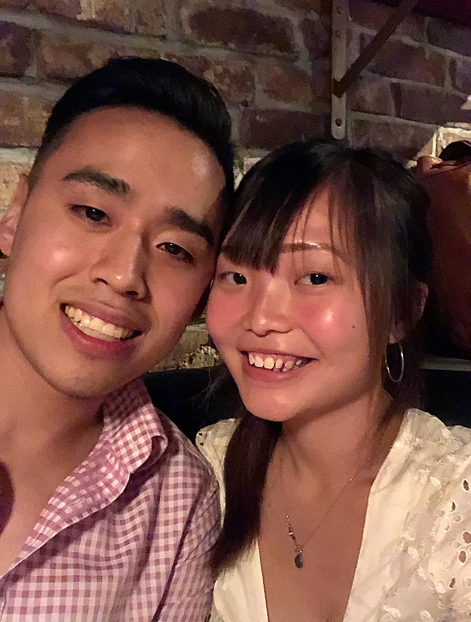 Ms Priscillia Lau with her American partner Cory Loo in New York last year. Given the Covid-19 situation in the US, she had not been optimistic about his chances of being allowed to enter Singapore, but it took only a week for his short-term visit pa