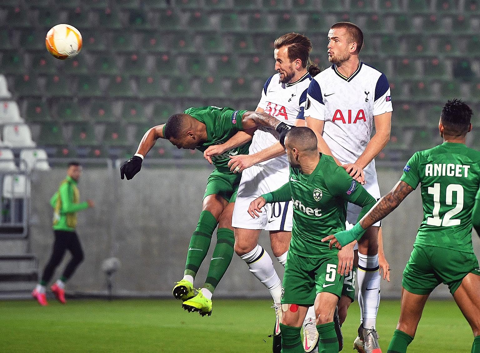 Tottenham's Harry Kane scoring the first goal in the 3-1 Europa League win over Bulgarian side Ludogorets on Thursday. The win ensured that Spurs are top of their group on goal difference, alongside Belgium's Antwerp and Austrian club Lask.