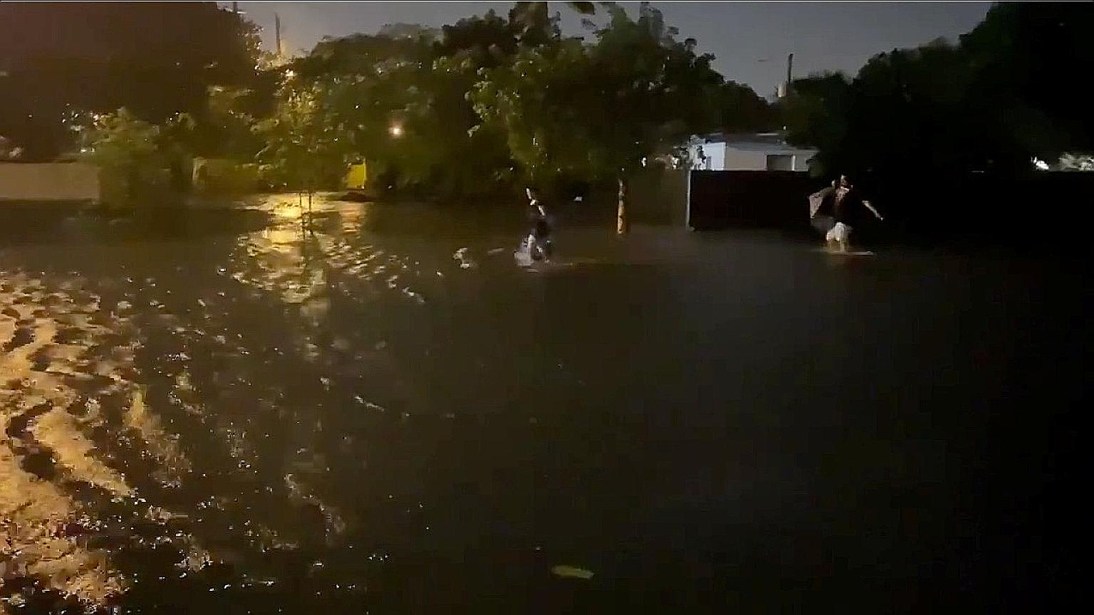Flooding in Fort Lauderdale, Florida, caused by Tropical Storm Eta on Sunday in this screengrab from a social media video. Eta adds to a record-breaking Atlantic hurricane season that has seen hundreds of deaths and billions of dollars in damage.