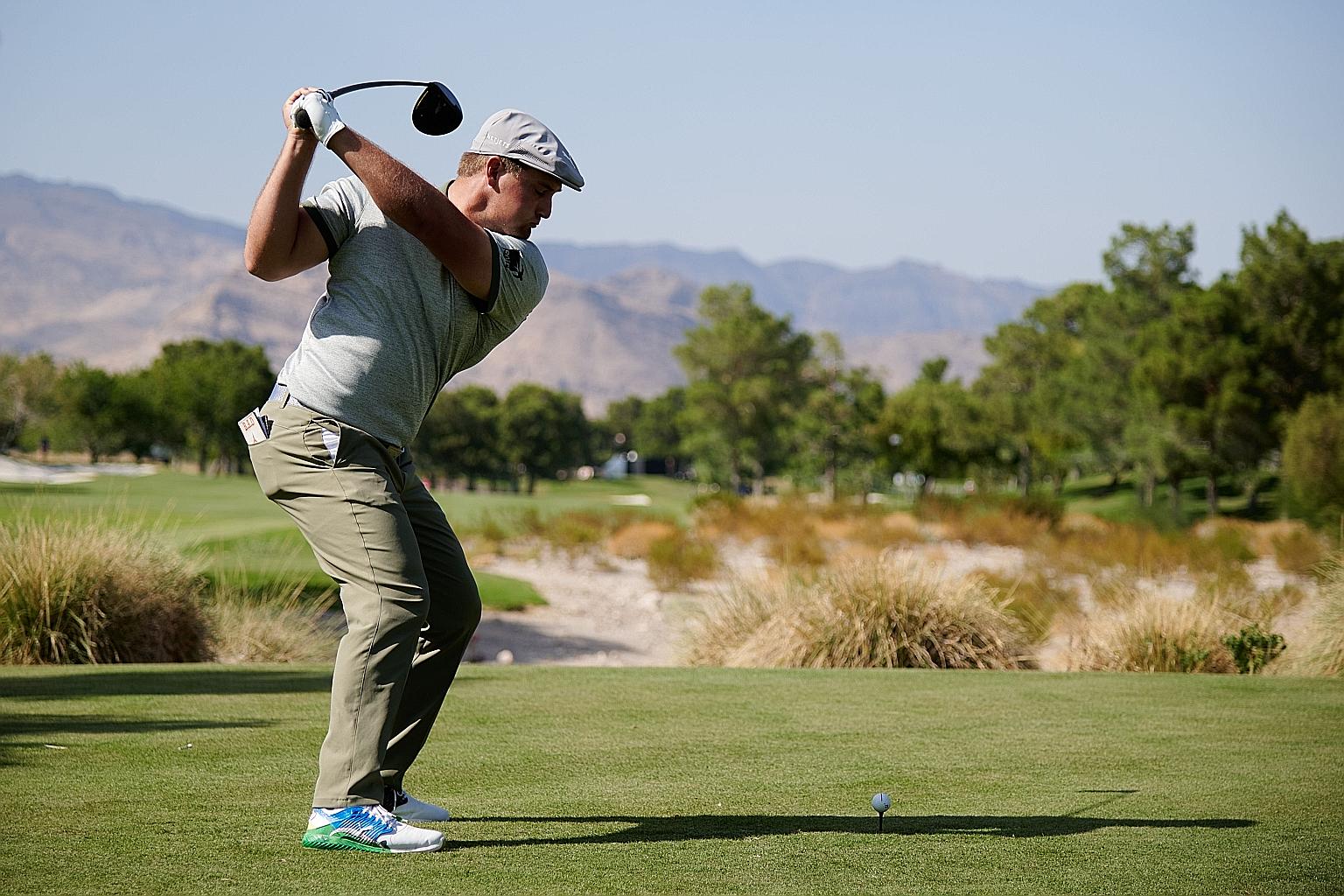 Bryson DeChambeau about to blast one of his monster drives during last month's Shriners Hospitals for Children Open in Las Vegas, Nevada.
