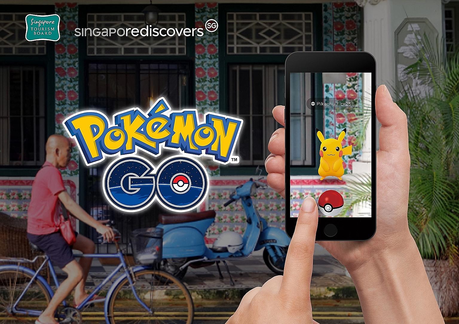 Smartphone game Pokemon Go has up to 300 new Pokestops and Gyms at tourist establishments. The stops will have an in-app banner that links to the SingapoRediscovers microsite showcasing promotions. PHOTO: SINGAPORE TOURISM BOARD