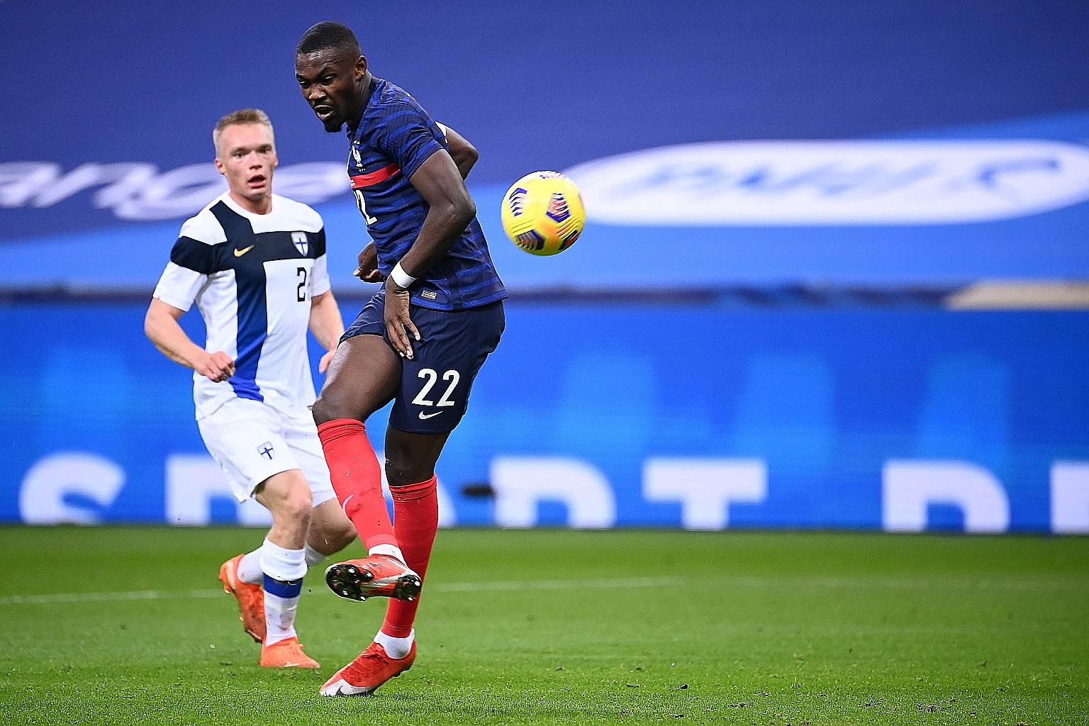 Forward Marcus Thuram, 23, putting in a standout performance for France in their 2-0 loss to Finland at the Stade de France - 22 years after his father Lilian won the World Cup on the same ground.