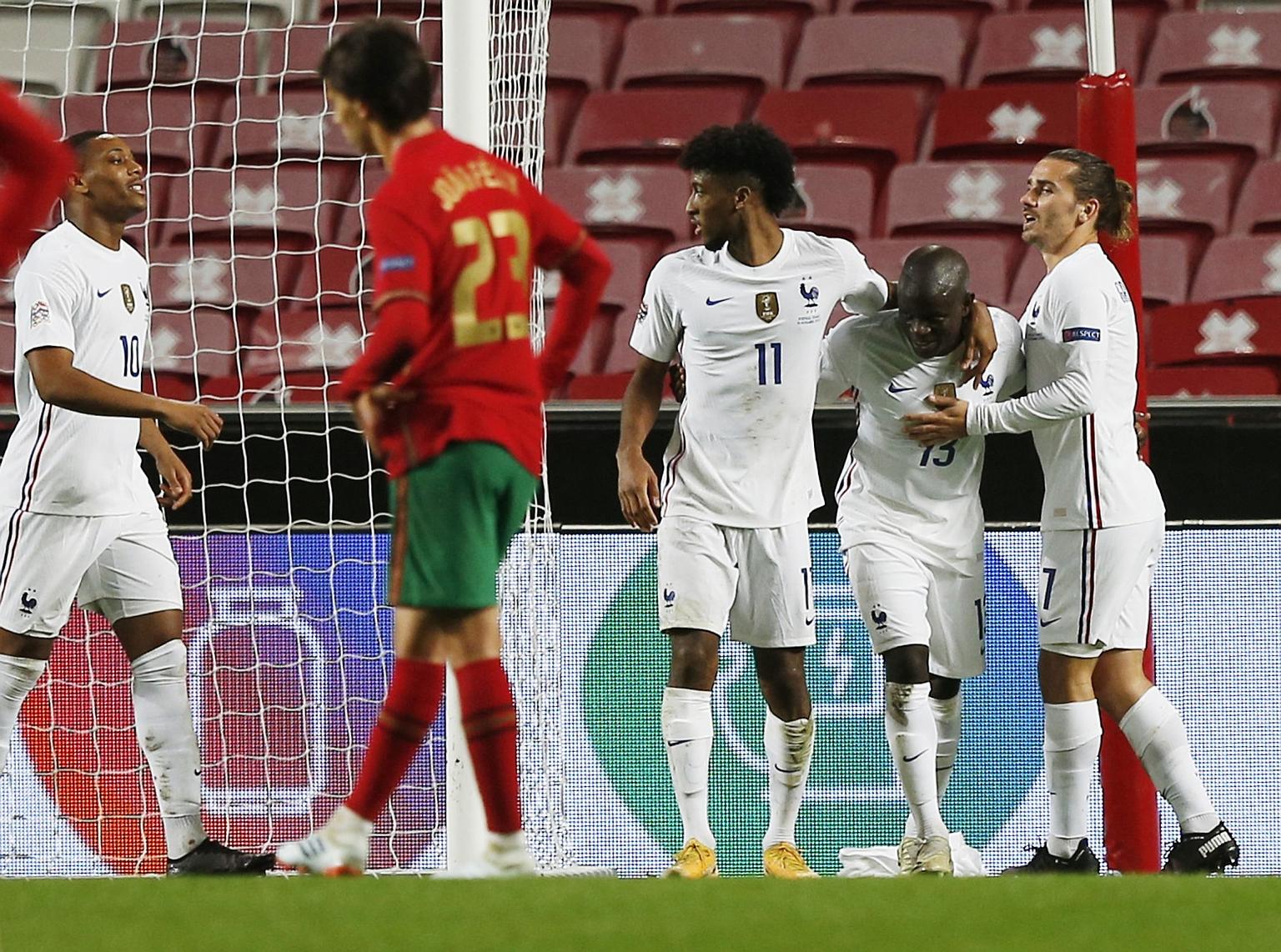 N'Golo Kante earning the plaudits from Kingsley Coman and Antoine Griezmann after scoring France's only goal in Lisbon to knock out Nations League holders Portugal.