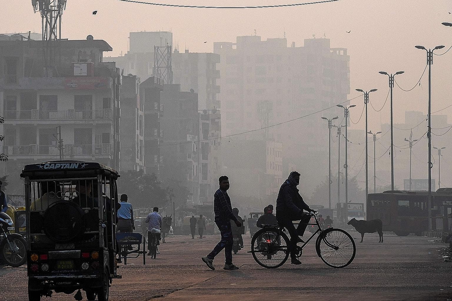 The Indian capital of New Delhi was blanketed in a thick haze yesterday, with the average pollution level over nine times what is considered safe by the World Health Organisation.