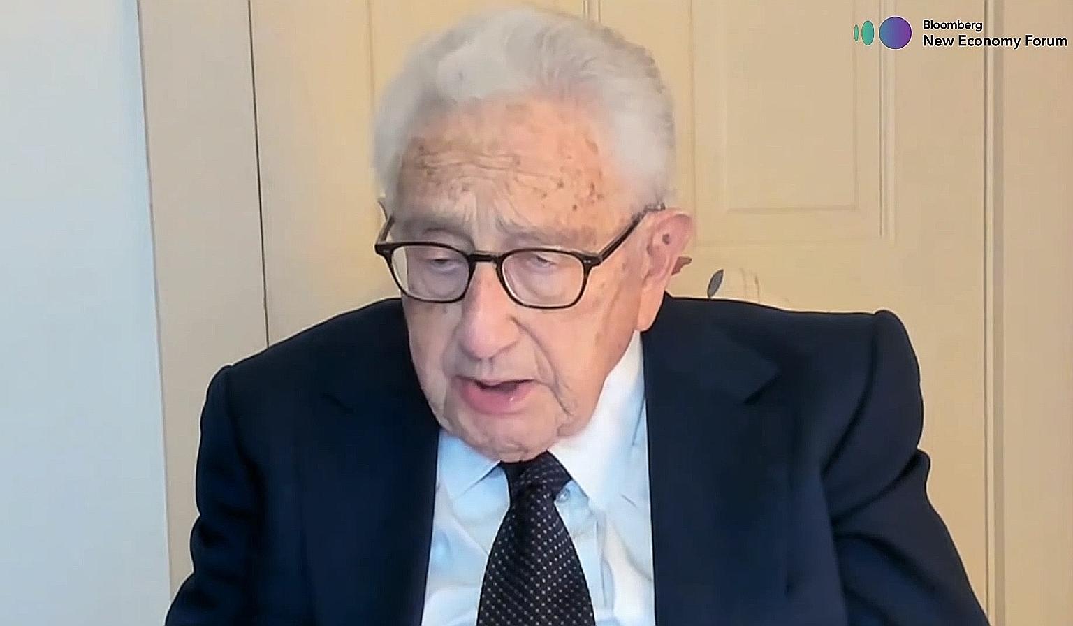 Former US secretary of state Henry Kissinger noted that "there will always be stresses and tensions" in Sino-US ties. PHOTO: BLOOMBERG