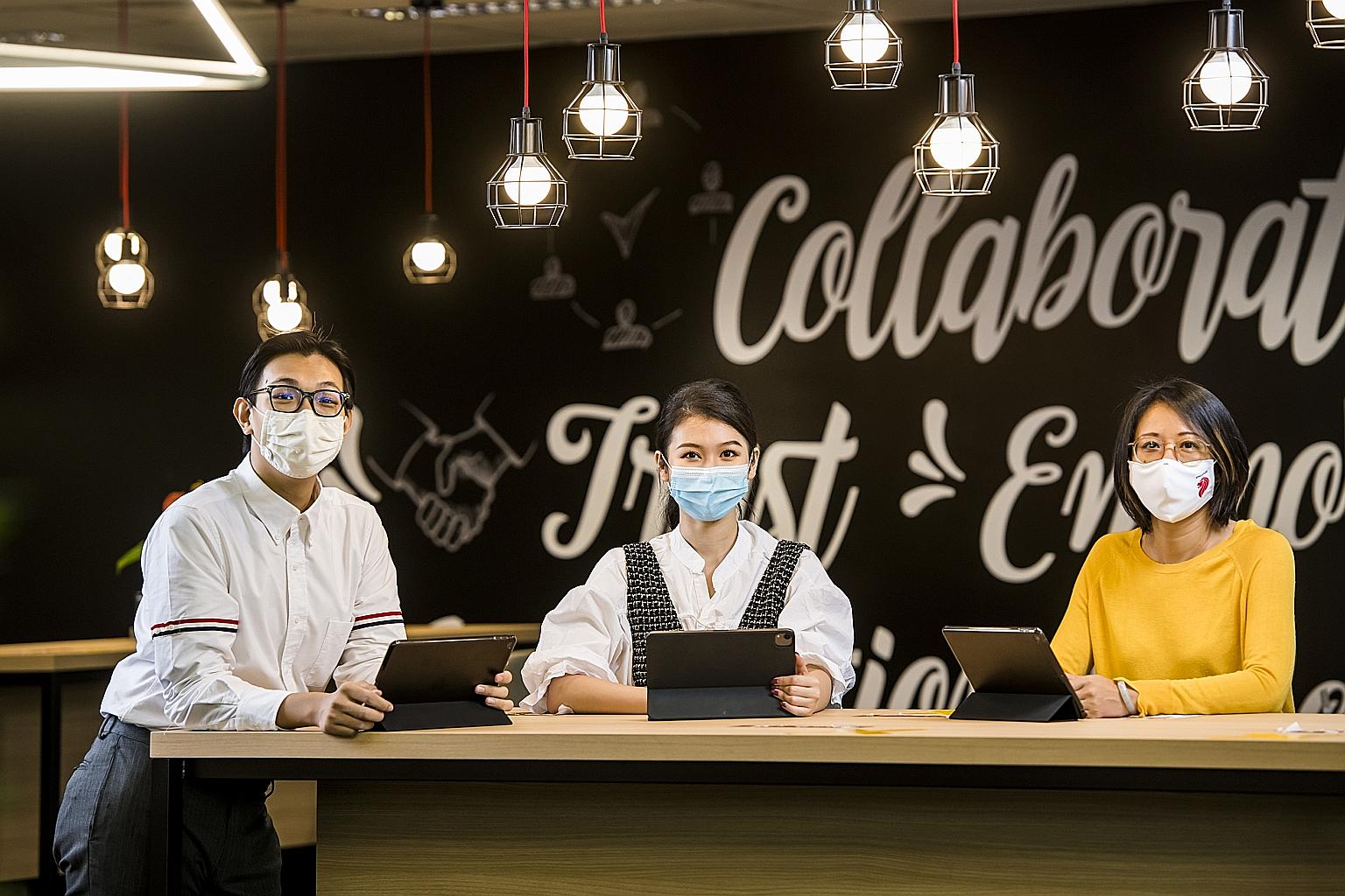 Prudential Singapore says the recruitment drive comes amid growing awareness of the importance of insurance. It recently hired job seekers who switched from other industries to be financial consultants, including (from left) Mr Joseph Fu, who ran a d