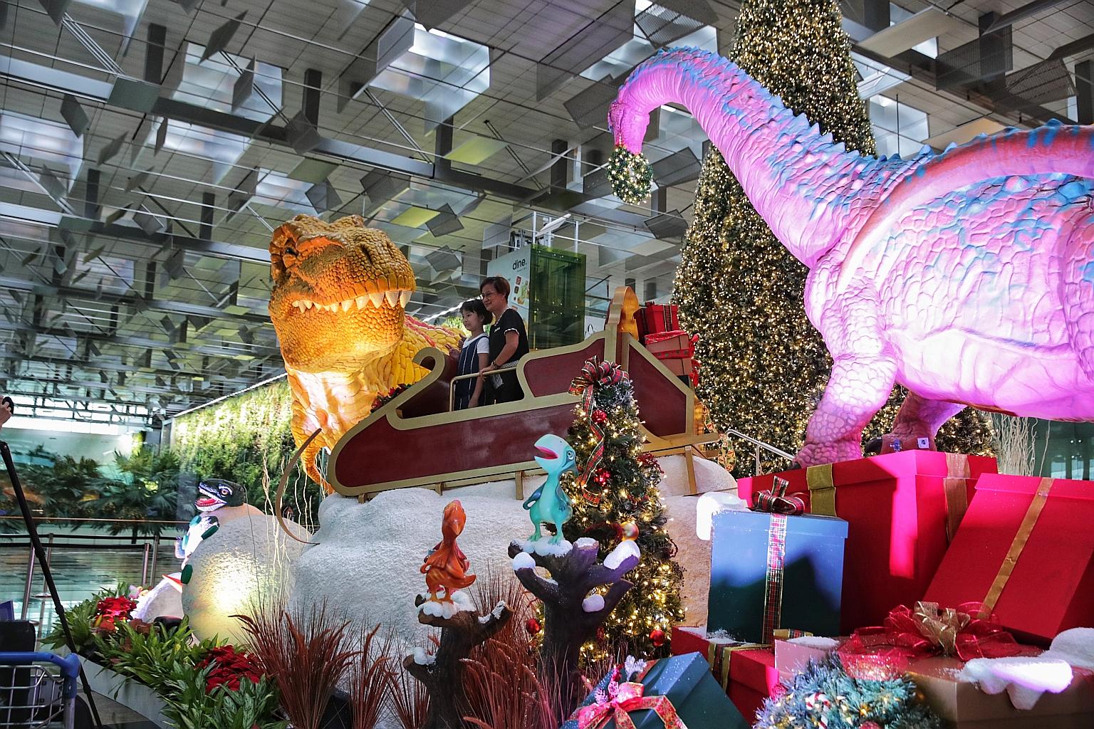 Changi Airport is rolling out a slew of attractions to create a year-end festive cheer, with an eye on evaluating whether the new products can be a big draw for incoming visitors when travel recovers. At Terminal 3, the Jurassic era takes the spotlig